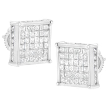 Load image into Gallery viewer, 10K White Gold 2ct TDW Princess-Cut Composite Diamond Stud Earring (I-J ,I2-I3)
