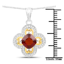 将图片加载到图库查看器,1.63 Carat Genuine Hessonite and White Diamond 18K Yellow Gold with .925 Sterling Silver Pendant
