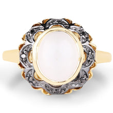 将图片加载到图库查看器,3.04 Carat Genuine White Moonstone and Black Diamond .925 Sterling Silver Ring