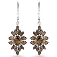 Load image into Gallery viewer, 16.36 Carat Genuine Smoky Quartz .925 Sterling Silver 3 Piece Jewelry Set (Ring, Earrings, and Pendant w/ Chain)