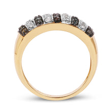 Load image into Gallery viewer, 14K Yellow Gold Plated 0.84 Carat Genuine Multi Diamond .925 Sterling Silver Ring