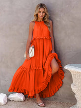 Load image into Gallery viewer, Romantic Ruffled Sleeveless Tiered Maxi Dress with Pockets Elegant & Chic Statement Beautiful Design Dress