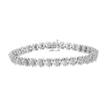 Load image into Gallery viewer, .925 Sterling Silver 1.0 Cttw Diamond Miracle-Set X-Link 7" Tennis Bracelet (I-J Color, I3 Clarity)