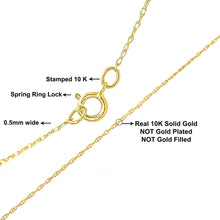 Load image into Gallery viewer, Solid 10K Yellow Gold 0.5mm Slim and Dainty Unisex 18" Rope Chain Necklace