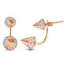 Load image into Gallery viewer, 14K Rose Gold 1.00 Cttw Diamond Double Cone Jacket Stud Earring (G-H Color, SI1-SI2 Clarity)