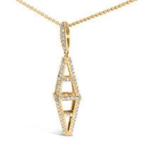 Load image into Gallery viewer, 14K Yellow Gold 1.0 Cttw Diamond Studded Geometric Double Pyramid 18" Pendant Necklace (G-H Color, SI1-SI2 Clarity)