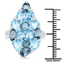 Load image into Gallery viewer, 6.69 Carat Genuine Swiss Blue Topaz, London Blue Topaz and White Zircon .925 Sterling Silver Ring