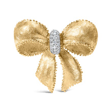 Load image into Gallery viewer, 18K Yellow Gold and 3/5 Cttw Diamond Bow Pin Brooch (G-H Color, VS1-VS2 Clarity)