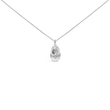 Load image into Gallery viewer, 14K White Gold Diamond Accent Baby Shoe with Bow Pendant 18" Necklace (G-H Color, SI1-SI2 Clarity)