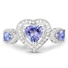Load image into Gallery viewer, 1.09 Carat Genuine Tanzanite and White Diamond .925 Sterling Silver Ring
