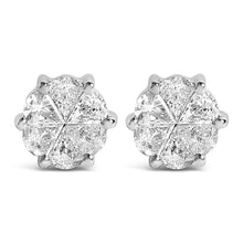 Load image into Gallery viewer, 14K White Gold 1.00 Cttw Pie Cut Diamond Solitaire Style Stud Earring (H-I Color, SI1-SI2 Clarity)