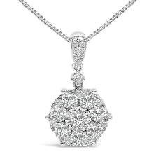 Load image into Gallery viewer, 14K White Gold 1 1/5 Cttw Diamond Composite Cluster Pendant Necklace (F-G Color, VS2-SI1 Clarity) - 18" Inches