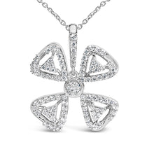 Load image into Gallery viewer, 14K White Gold 5/8 Cttw Diamond 4 Leaf Floral Pendant Necklace (H-I Color, I1-I2 Clarity) - 18" Inches