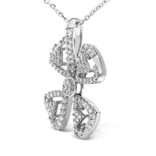 Load image into Gallery viewer, 14K White Gold 5/8 Cttw Diamond 4 Leaf Floral Pendant Necklace (H-I Color, I1-I2 Clarity) - 18" Inches