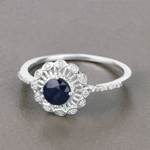 Load image into Gallery viewer, 0.72 Carat Genuine Blue Sapphire and White Diamond 14K White Gold Ring