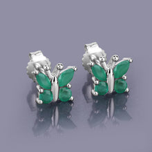 Load image into Gallery viewer, 0.88 Carat Genuine Emerald .925 Sterling Silver Earrings