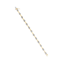将图片加载到图库查看器,10K Yellow Gold Plated .925 Sterling Silver 1.0 Cttw Miracle Set Diamond Bezel Style Station Link Bracelet (H-I Color, I3 Clarity) - Size 7"