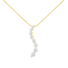 Load image into Gallery viewer, 14k Yellow Gold 3.0 cttw Baguette and Brilliant Round-Cut Diamond Journey 18" Pendant Necklace (I-J Color, I2-I3 Clarity)