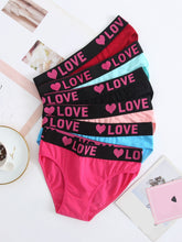 Load image into Gallery viewer, Soft Touch 6-Pack Seamless Bikini Briefs for Women – Colorful Drop Waist Cotton Panties with Stretch Fit & Alphabet Print – Women's Everyday Lingerie & Underwear Essentials for Summer