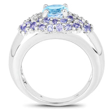 Load image into Gallery viewer, 2.78 Carat Genuine Blue Topaz and Tanzanite .925 Sterling Silver Ring