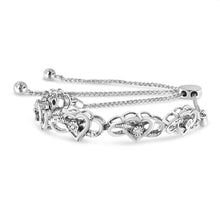 Load image into Gallery viewer, .925 Sterling Silver Diamond Accent Interlocking Infinity and Heart 4â€-10†Adjustable Bolo Tennis Bolo Bracelet (H-I Color, I2-I3 Clarity)