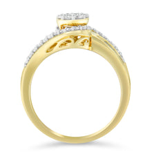 将图片加载到图库查看器,10K Yellow Gold Diamond Cluster Ring (1/2 Cttw, I-J Color, I2-I3 Clarity) - Size 6