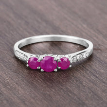 将图片加载到图库查看器,0.61 Carat Genuine Ruby and White Diamond 14K White Gold Ring