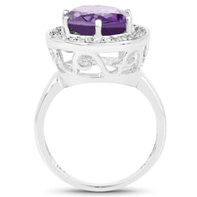 Load image into Gallery viewer, 4.27 Carat Genuine Amethyst and White Topaz .925 Sterling Silver Ring