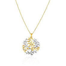 将图片加载到图库查看器,14k Two-Tone Yellow and White Gold Tree of Life Pendant