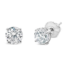 将图片加载到图库查看器,IGI Certified 14K White Gold 1 1/2 Cttw Round Diamond Solitaire Stud Earrings with Screwbacks (G-H Color, I1-I2 Clarity)