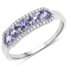 Load image into Gallery viewer, 0.61 Carat Genuine Tanzanite and White Diamond 14K White Gold Ring
