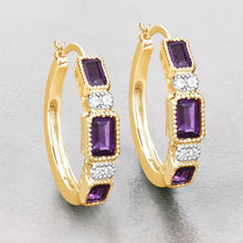 将图片加载到图库查看器,2.18 Carat Genuine Amethyst and White Topaz .925 Sterling Silver Earrings