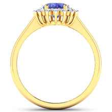 将图片加载到图库查看器,1.92 Carat Genuine Tanzanite and White Diamond 14K Yellow Gold Ring