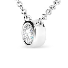 Load image into Gallery viewer, 14K White Gold 1/2 Cttw Lab Grown Diamond Modern Bezel-Set Solitaire 16"-18" Pendant Necklace (F-G Color, VS2-SI1 Clarity)