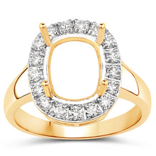 Load image into Gallery viewer, 0.51 Carat Genuine White Diamond 14K Yellow Gold Semi Mount Ring - holds 10x8mm Cushion Gemstone