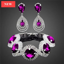 将图片加载到图库查看器,Modern NEW Trend Luxury Woman Elegant Wedding Bridal Jewelry Sets For Women Rhinestone Austrian Crystal Jewelry Set Bracelet Earrings Set