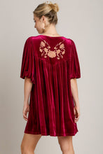 将图片加载到图库查看器,Embroidered Half Sleeve Velvet Mini Dress with Tassel For Women – Luxurious Velvet Dress, Embroidered Tassel Mini Dress, Elegant Party Dress