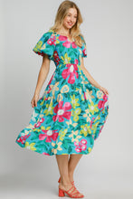 Load image into Gallery viewer, Beautiful Full Size Floral Print Puff Sleeve Midi Dress Plus Size Trendy & Chic Dress Modern Design