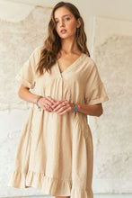 Load image into Gallery viewer, Ruffled Hem Striped V-Neck Babydoll Dress For Women β Playful, Chic, Versatile, Perfect for Casual to Semi-Formal Occasions
