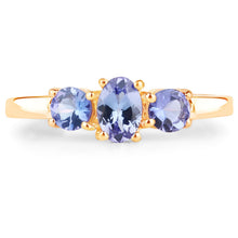 Load image into Gallery viewer, 18K Yellow Gold Plated 0.90 Carat Genuine Tanzanite .925 Sterling Silver Ring