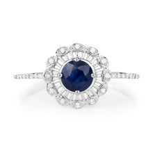 Load image into Gallery viewer, 0.72 Carat Genuine Blue Sapphire and White Diamond 14K White Gold Ring