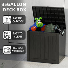Load image into Gallery viewer, 35 Gallon Outdoor Resin Storage Box β Black/Wood Grain