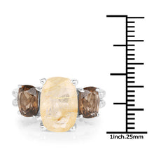 Load image into Gallery viewer, 5.75 Carat Genuine Golden Rutile & Smoky Quartz .925 Sterling Silver Ring