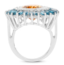 Load image into Gallery viewer, 7.54 Carat Genuine Citrine & London Blue Topaz .925 Sterling Silver Ring