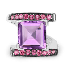 Load image into Gallery viewer, 6.90 Carat Genuine Amethyst and Rhodolite .925 Sterling Silver Ring