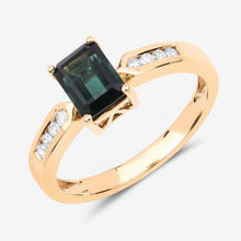 Load image into Gallery viewer, 1.19 Carat Genuine Green Tourmaline and White Diamond 14K Yellow Gold Ring