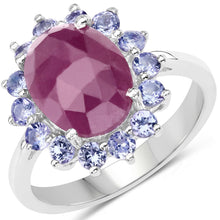 Load image into Gallery viewer, 5.53 Carat Genuine Pink Sapphire & Tanzanite .925 Sterling Silver Ring