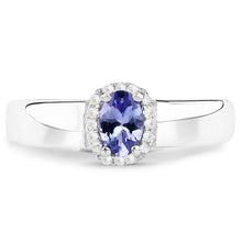 Load image into Gallery viewer, 0.54 Carat Genuine Tanzanite and White Zircon .925 Sterling Silver Ring