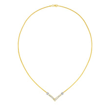 将图片加载到图库查看器,14K Yellow and White Gold 1/4 Cttw Princess Cut Diamond Channel-Set “V†Shape 18" Pendant Necklace (H-I Color, SI2-I1 Clarity)