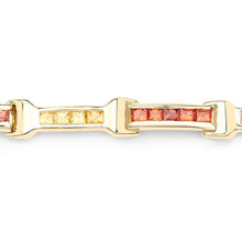 Load image into Gallery viewer, 6.48 Carat Genuine Orange Sapphire and Yellow Sapphire .925 Sterling Silver Bracelet